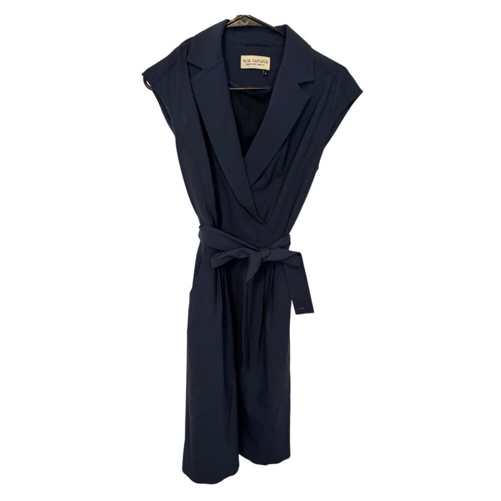 M.M Lafleur The Catherine Dress Midnight Blue Corpcore Business Wool 8 Retro